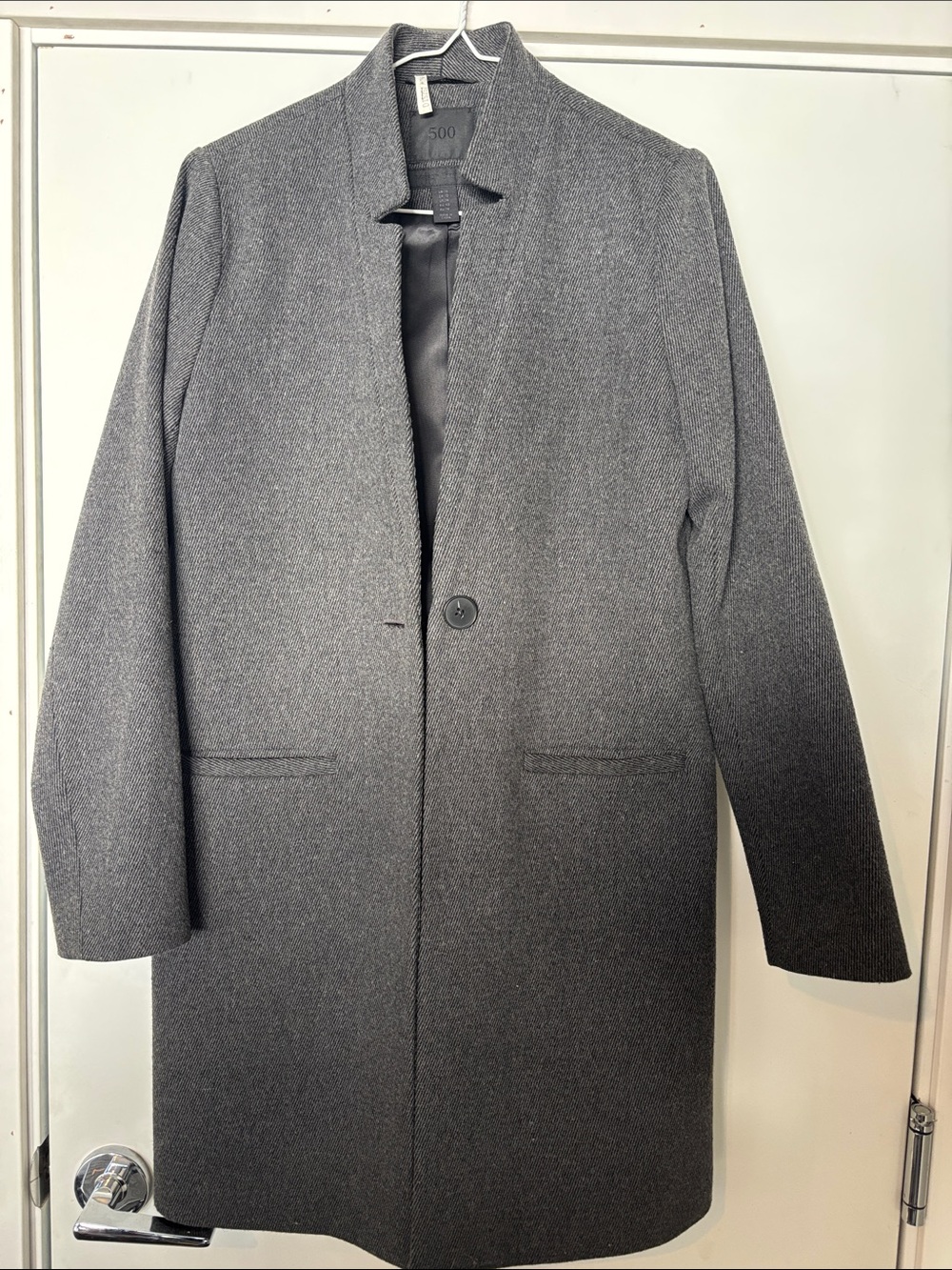 Women's Gray Single-Button Wool-Blend Coat Jacket